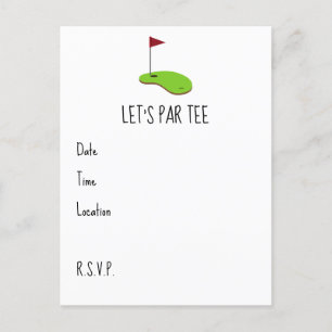 Postal Golf Let's Par tee con bandera de golf en verde