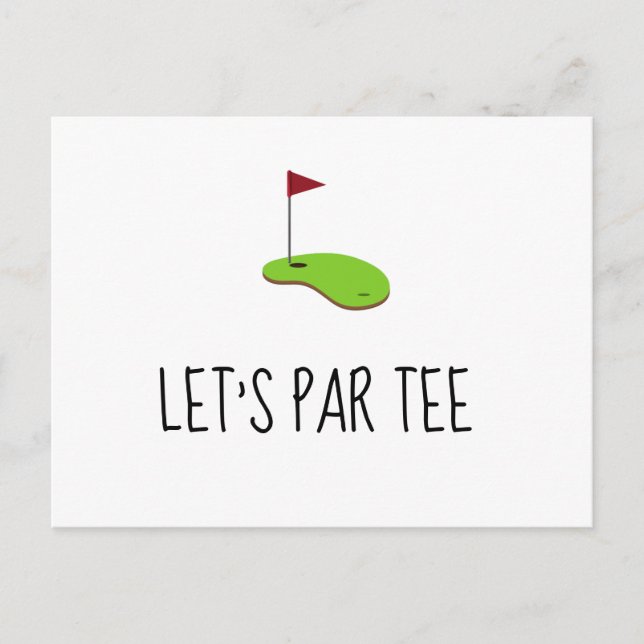 Postal Golf Let's Par tee con bandera de golf en verde (Anverso)