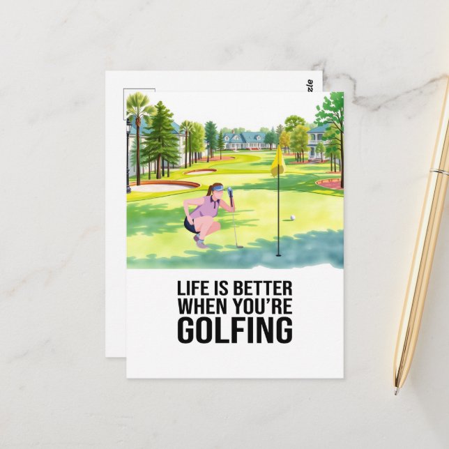 Postal Golf Life es mejor cuando estás jugando golf (Anverso/Reverso In Situ)