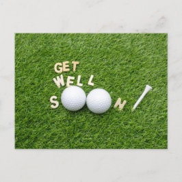 Postal Golf Ponte bien pronto con texto y pelota en verde