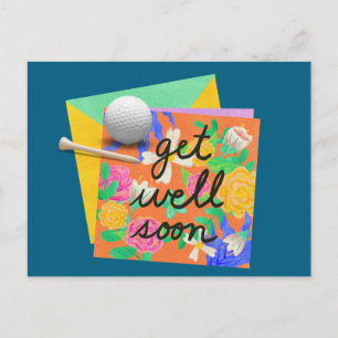 Postal Golf Ponte bien pronto Golfer con bolas en la cart