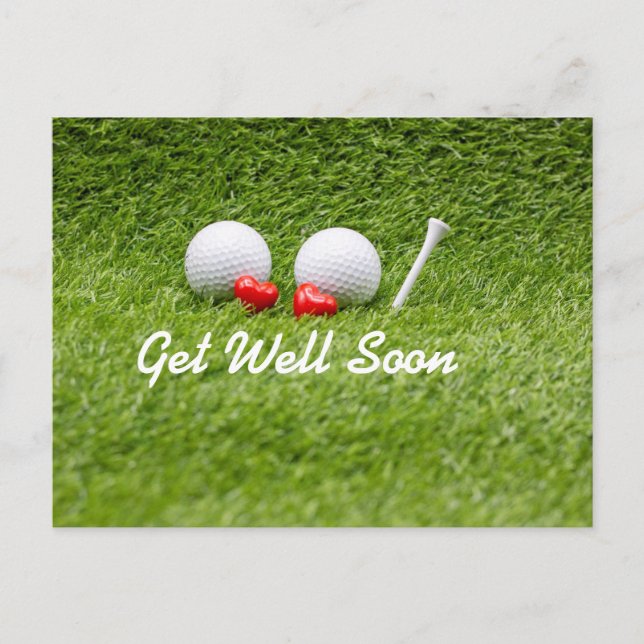 Postal Golf Ponte bien pronto las pelotas de golf y tee c (Anverso)