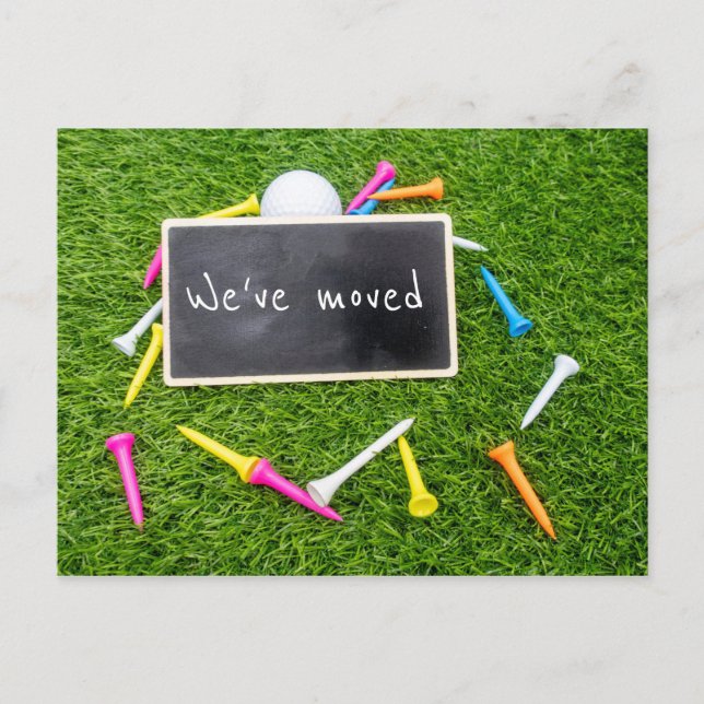 Postal Golf que nos hemos mudado a una nueva casa con col (Anverso)