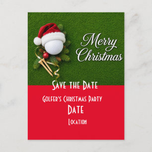 Postal Golf Salva la Fecha Fiesta de Navidad Pelota de go