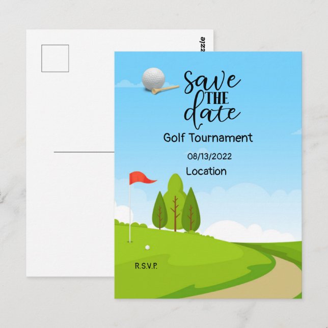 Postal Golf Salvar la fecha para el torneo de golf Golfer (Anverso / Reverso)