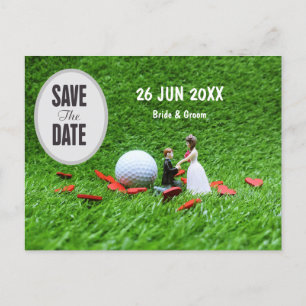 Postal Golf Save the Date Bride and Groom Boda Invita