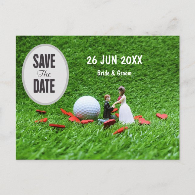 Postal Golf Save the Date Bride and Groom Boda Invita (Anverso)
