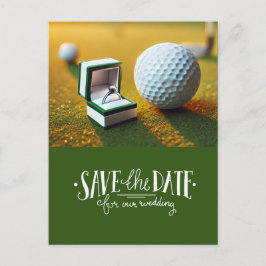 Postal Golf Save the Date con bola de golf y anillo