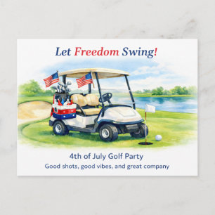 Postal Golf Save the Date con bola de golf y bandera amer