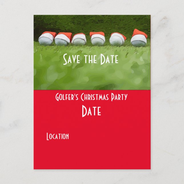 Postal Golf Save the Date Navidades Fiesta Balón de golf  (Anverso)