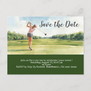 Postal Golf save the date para torneo de mujeres