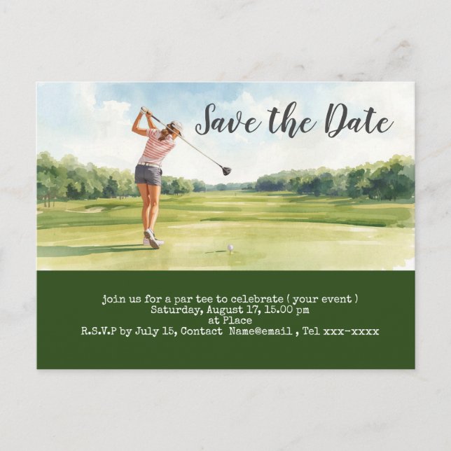 Postal Golf save the date para torneo de mujeres (Anverso)