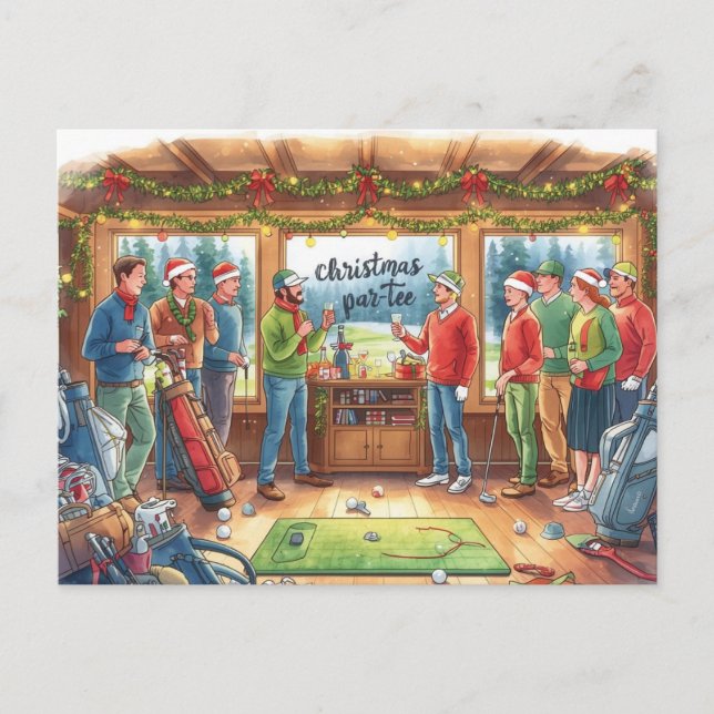 Postal Golf save the date with golf ball and sand wedge (Anverso)