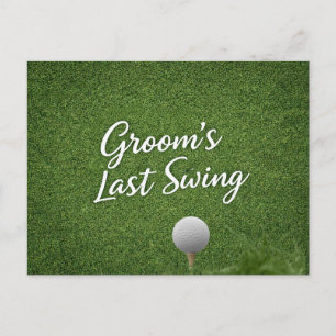 Postal Golf soltero temático sobre césped verde