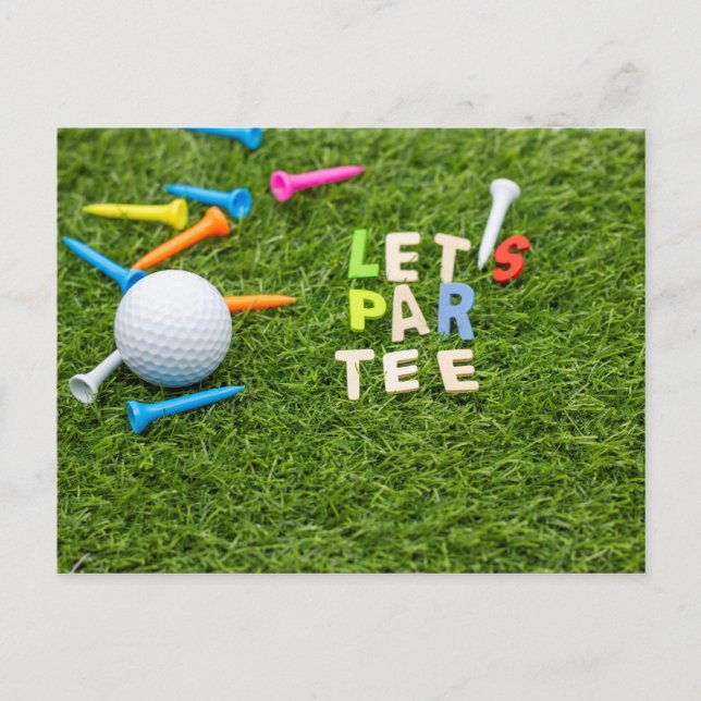 Postal Golf vamos a jugar con golf y tee on green (Anverso)