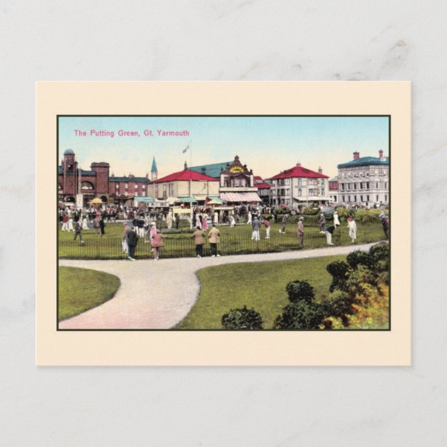 Postal Golf vintage, el putting green Great Yarmouth (Anverso)