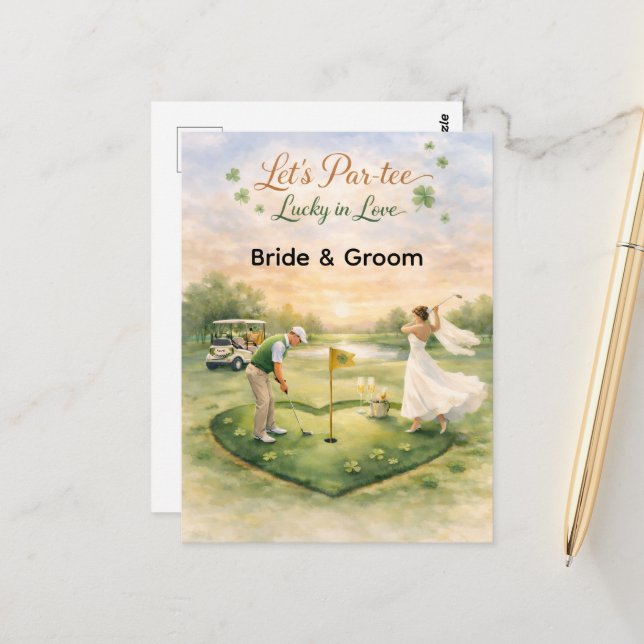 Postal Golf Wedding Lucky in Love St. Patrick's Day theme (Anverso/Reverso In Situ)