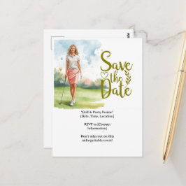 Postal Golf  woman golfer is golfing on green 