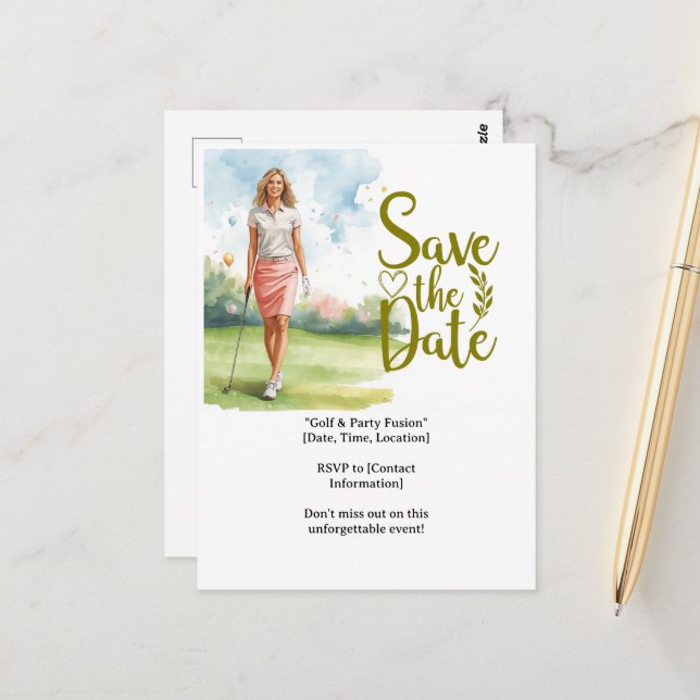 Postal Golf  woman golfer is golfing on green  (Anverso/Reverso In Situ)