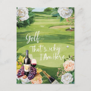 Postal Golf y vino para golfista en campo de golf