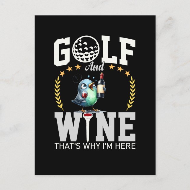 Postal Golf y vino por eso estoy aquí (Anverso)