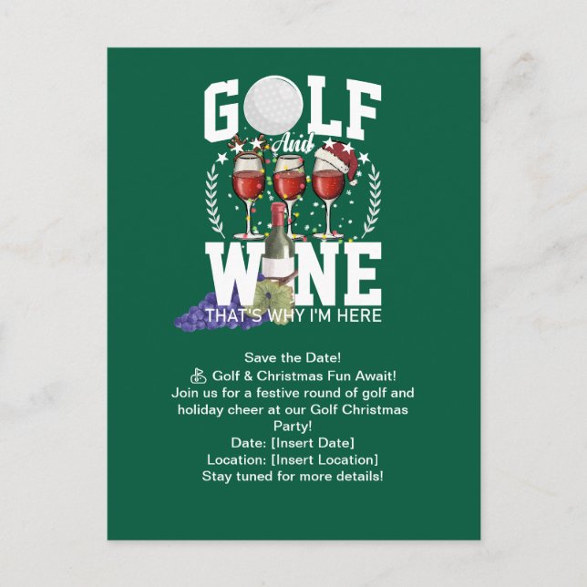 Postal Golf y vino por eso estoy aquí para Navidades (Anverso)