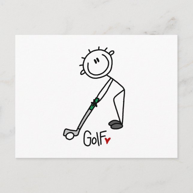 Postal Golfer de la figura simple de un stick (Anverso)