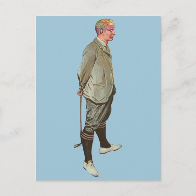 Postal Golfer de Vintage Phrenology Head (Anverso)