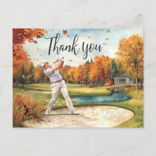 Postal Golfer en el campo de golf Acción de Gracias de Ot