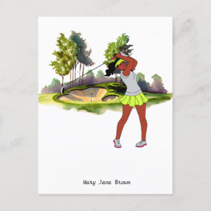 Postal Golfer es una acuarela de golf para una mujer golf