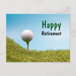 Postal Golfer Happy Retirement con la pelota de golf a la
