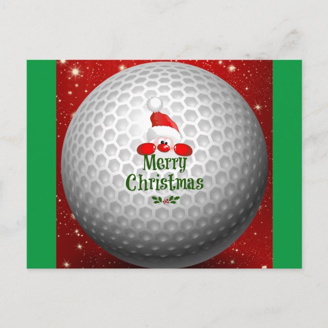 Postal Golfer Santa, saludos de 'Feliz Navidad' (Anverso)