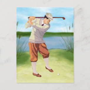 Postal Golfer vintage por el Riverbank