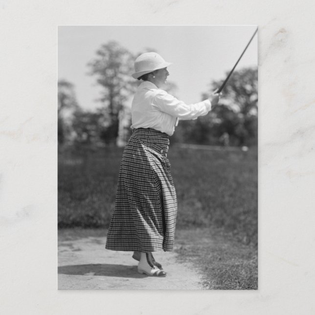 Postal Golfing femenino vintage, años 1910 (Anverso)