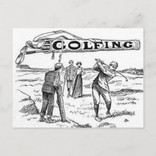 Postal Golfing Golfer Jugando al Campeonato de Golf Vinta