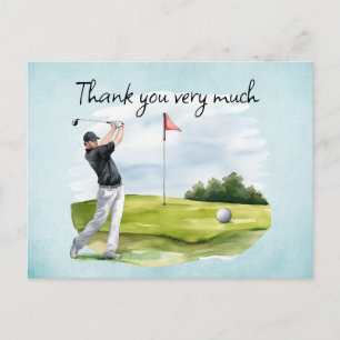 Postal Golfista en el campo de golf