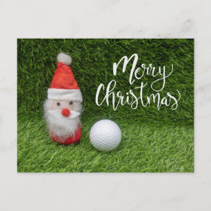 Postal Golfista Feliz Navidad con Papá Noel y pelota