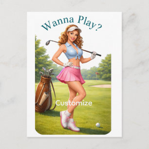 Postal Golfista femenina en forma Thunder_Cove