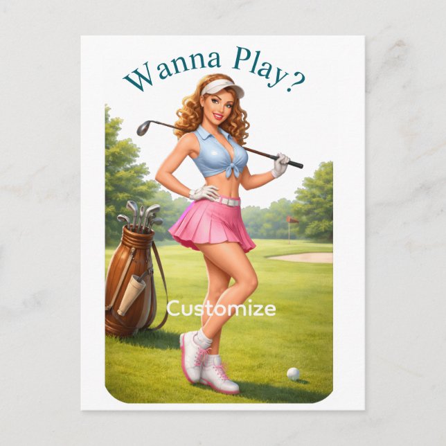 Postal Golfista femenina en forma Thunder_Cove (Anverso)