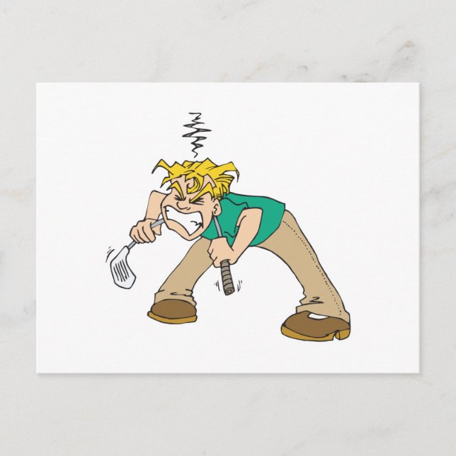 Postal golfista frustrado divertido (Anverso)