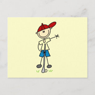 Postal Golfista masculino de figuras de palitos