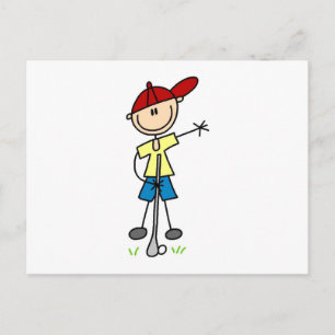 Postal Golfista masculino de figuras de palitos