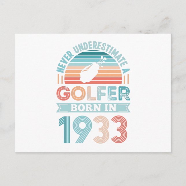 Postal Golfista nacido en 1933 Regalo de cumpleaños 90 pa (Anverso)