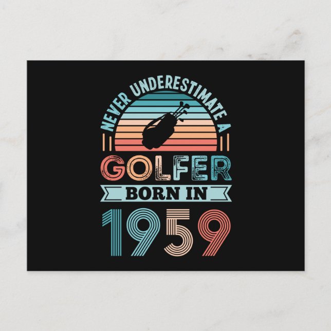 Postal Golfista nacido en 1959 Regalo de cumpleaños 70 Go (Anverso)