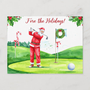Postal Golfista Papá Noel jugando golf Navidades 