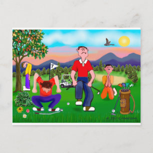 Postal Golfistas personalizados - Por amor al golf