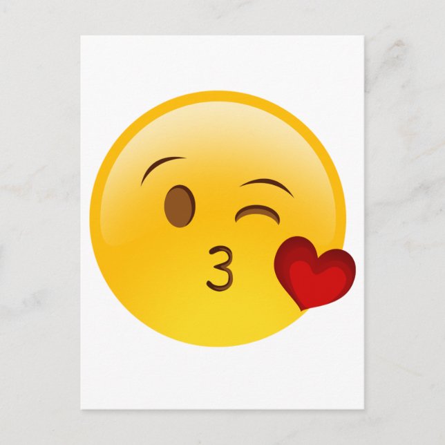 Postal Golpear a un pegatina de emoji de beso (Anverso)