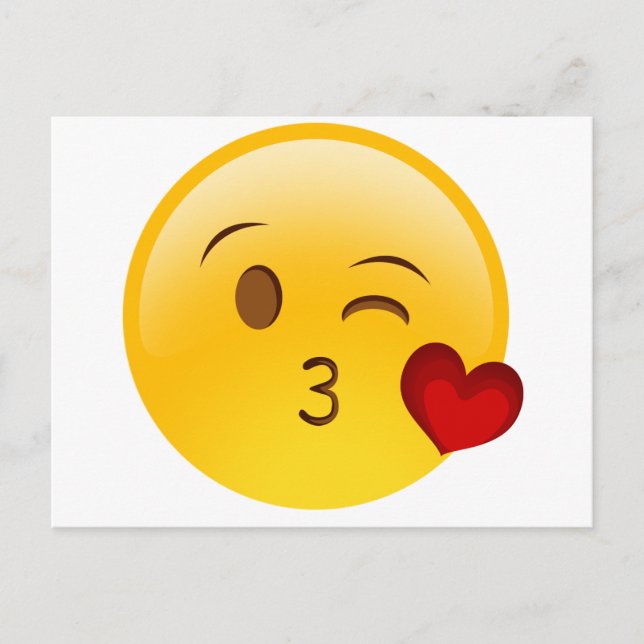 Postal Golpear a un pegatina de emoji de beso (Anverso)