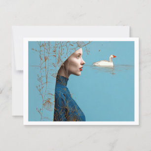 Postal Goma de nieve, arte minimalista de la línea