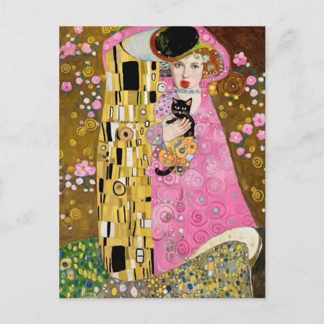 Postal Goma rosa de burbuja con arte de Gustav Klimt (Anverso)